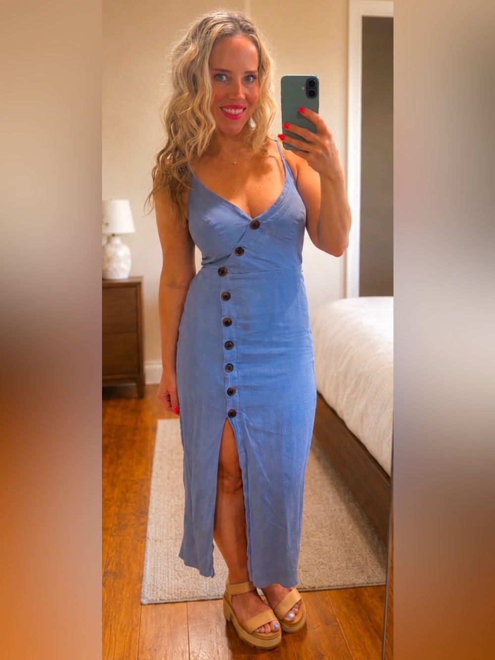 Urban Outfitters Blue Layered Midi Dress Adjustable Straps XS/P